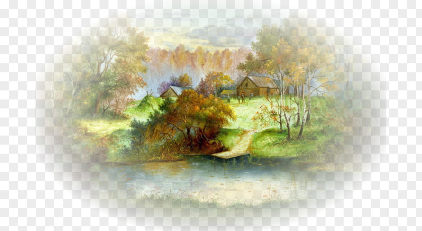 Painting Fedoskino Miniature Landscape Watercolor Oil Paint PNG