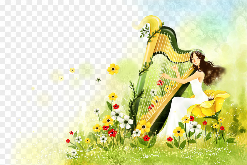 Harp Beauty Musical Instrument Illustration PNG