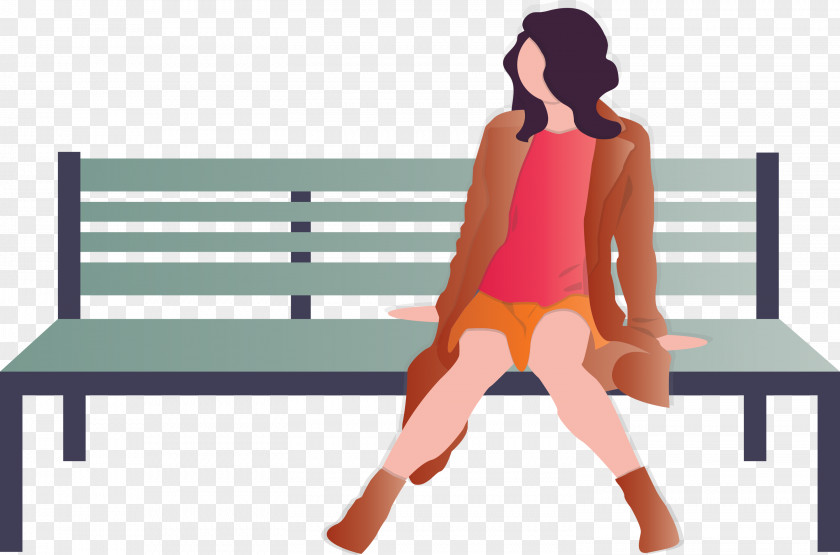 Park Bench Girl PNG