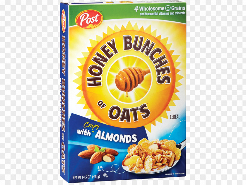 Oat Meal Honey Bunches Of Oats With Almonds Cereal Breakfast Nutrition Facts Label PNG