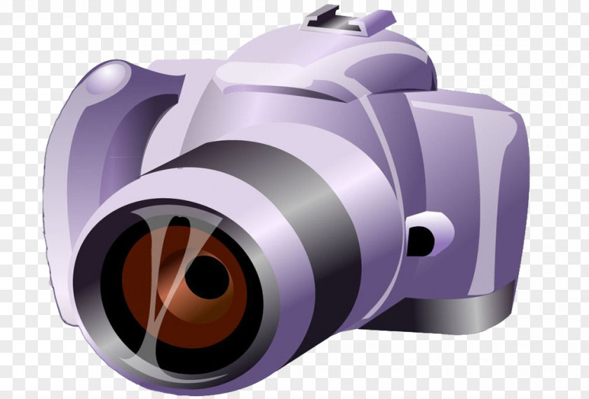 Purple SLR Camera Single-lens Reflex Cartoon PNG