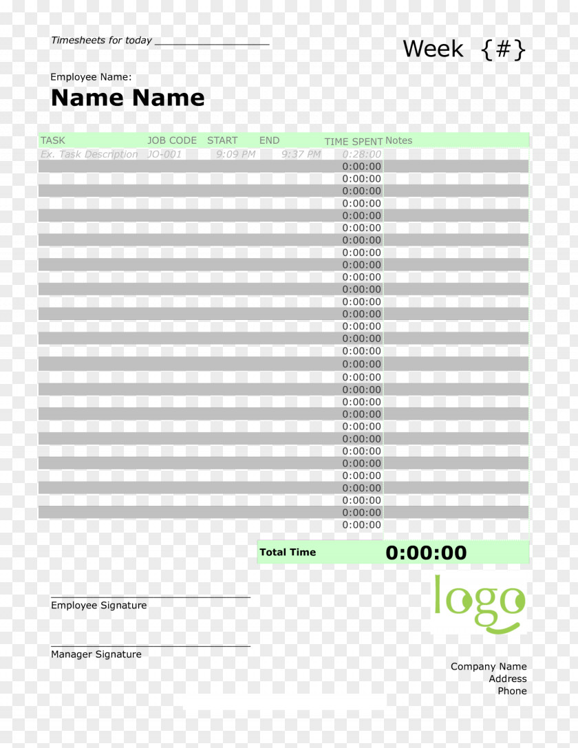 Design Document Template Timesheet Résumé Schedule PNG
