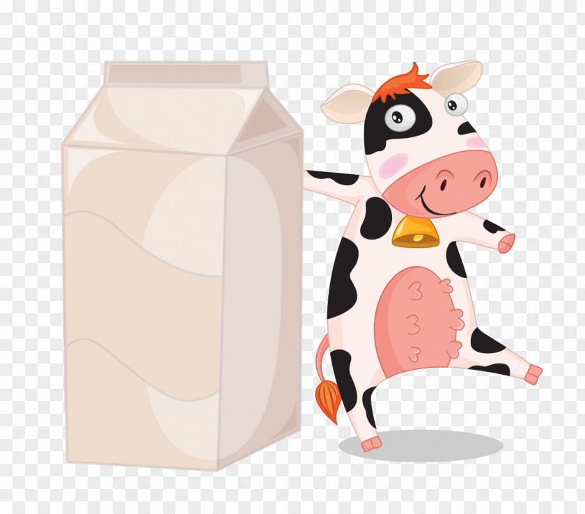 Cute Cow Milk Dairy Cattle Carton PNG