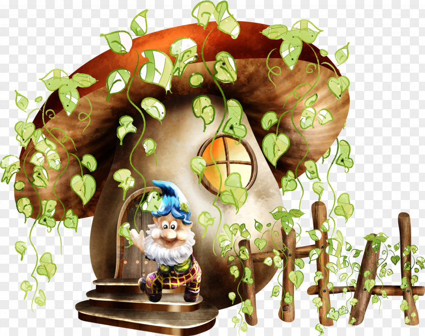 Mushroom Hut Dwarf Elf Clip Art PNG