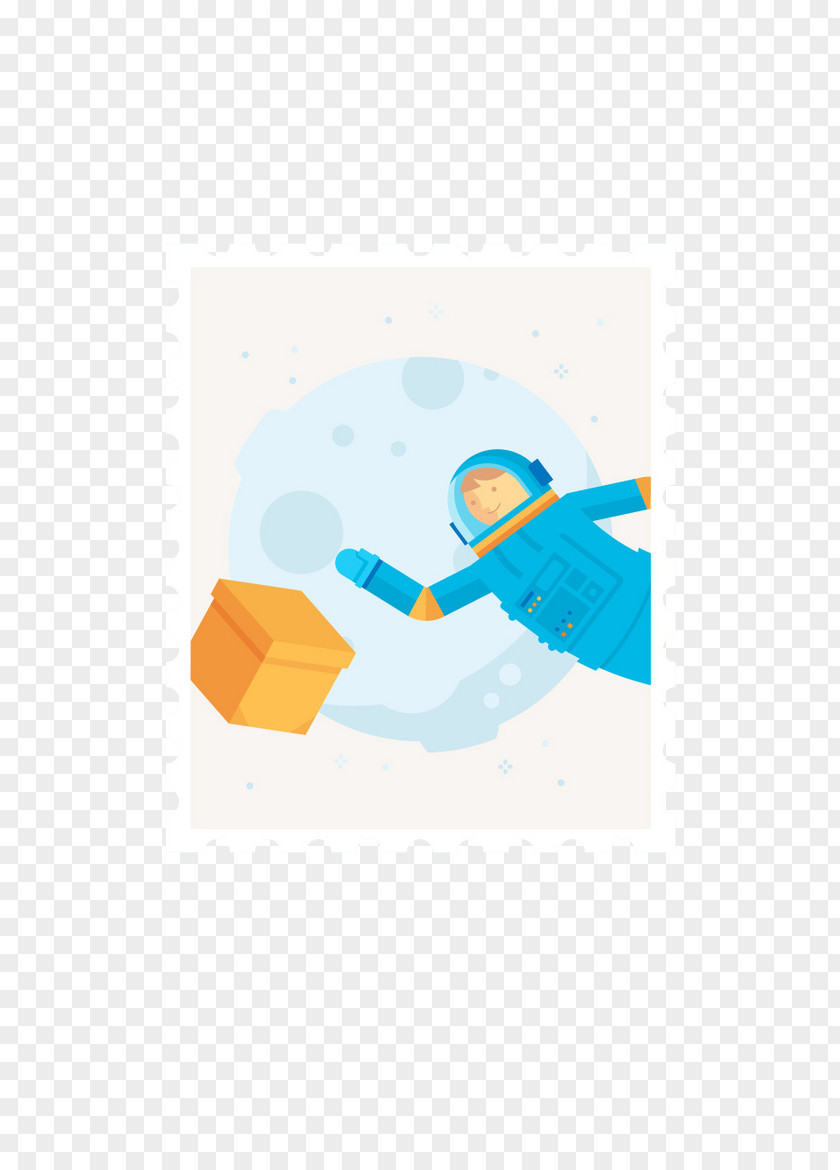 Astronaut Stamp Flat Design Splash Screen User Interface Illustration PNG