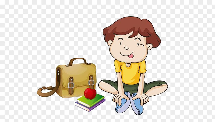 Cartoon Boy Book Backpack Illustration PNG