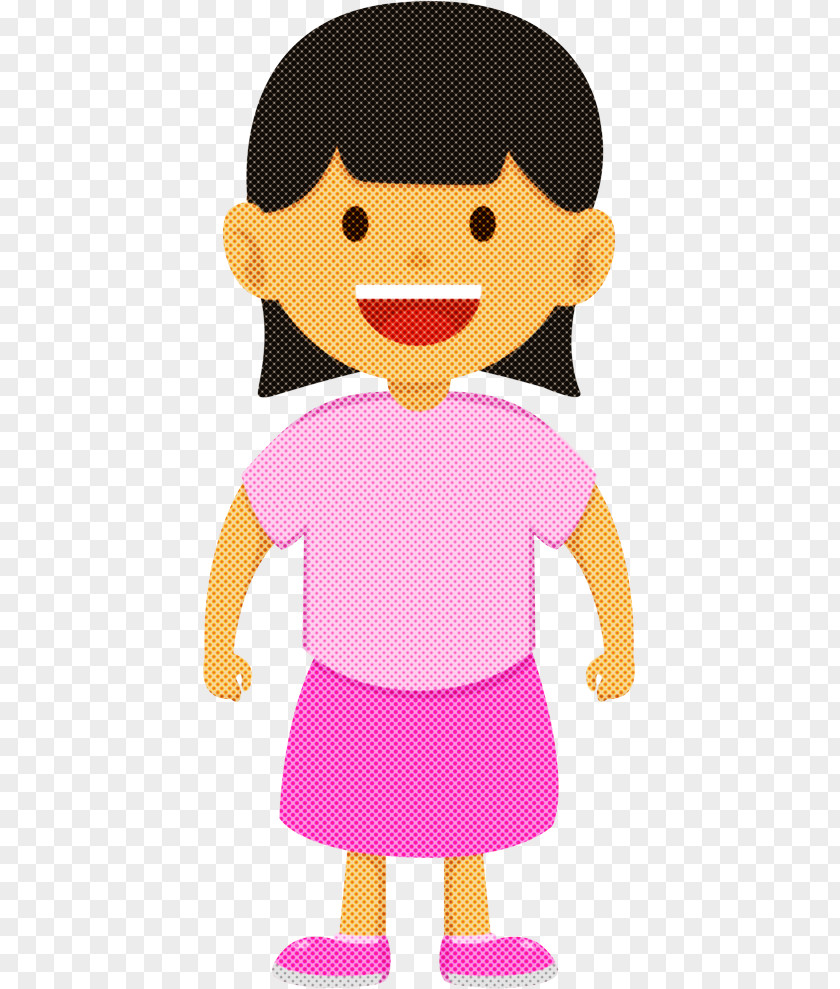Cartoon Pink Child Smile Style PNG