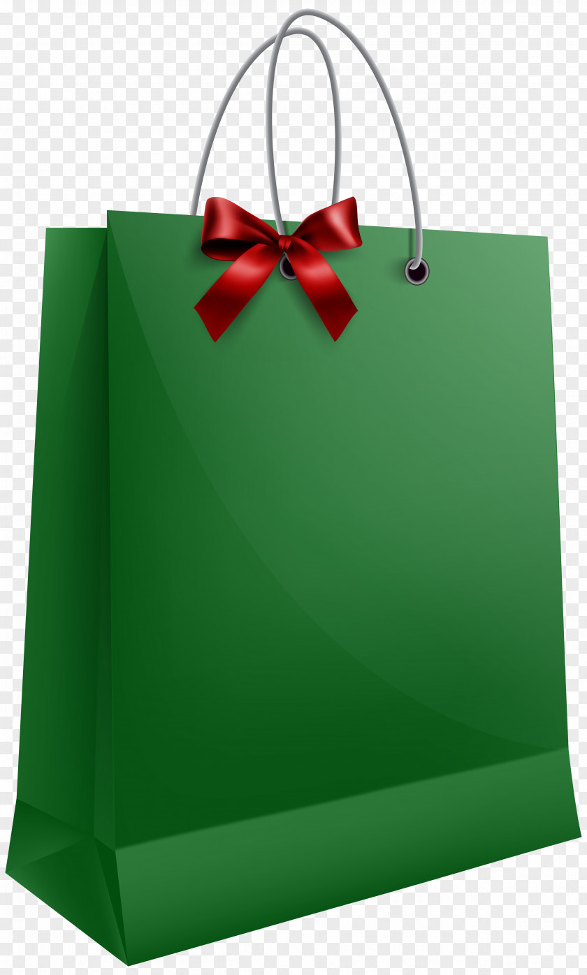 Green Gift Bag With Bow Clip Art Image Santa Claus PNG