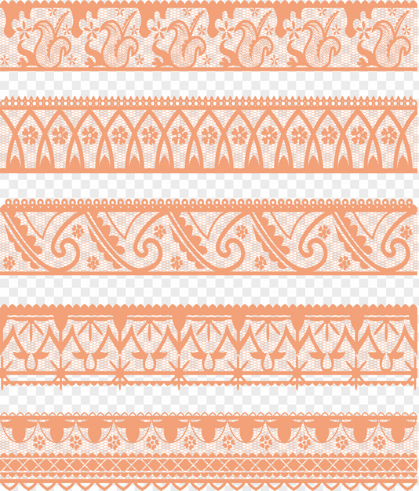 Orange Lace Pattern Motif PNG