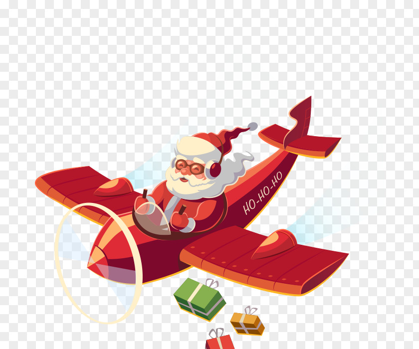 Santa Claus Airplane Christmas Clip Art PNG