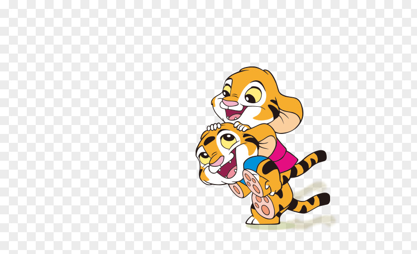 Tiger Family Duck Cat Cartoon PNG