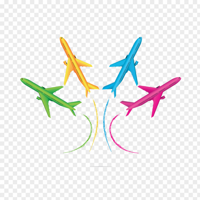Cartoon Hand Colored Aircraft Airplane Clip Art PNG