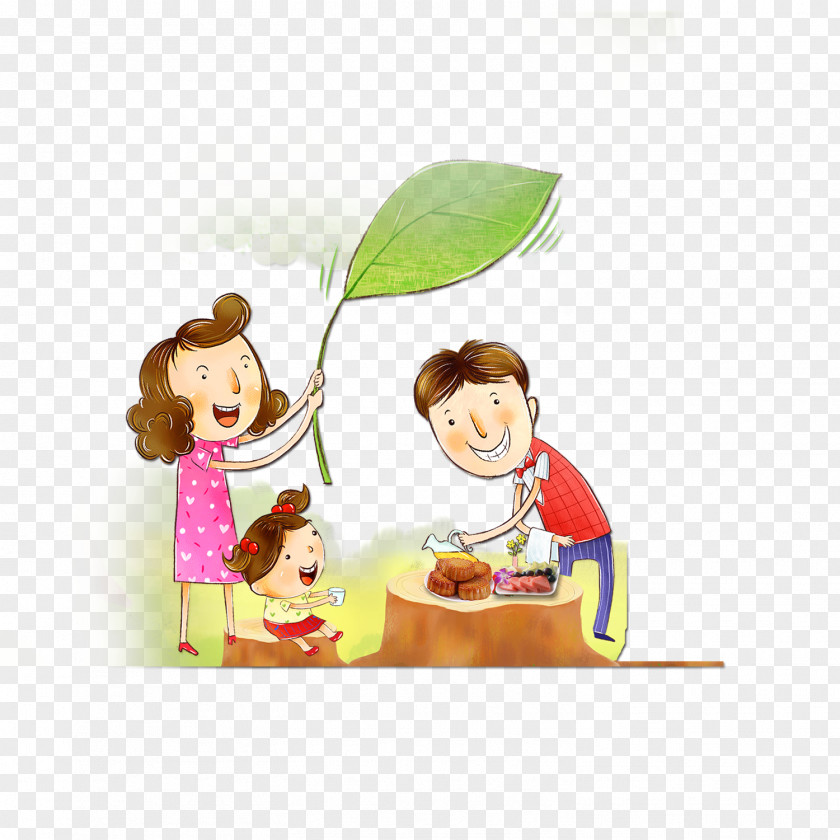 A Family Of Three Cartoon Drawing Child Illustration PNG