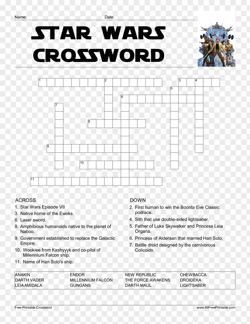 Star Wars Kylo Ren Crossword Word Search Puzzle PNG