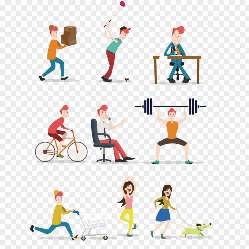 The Daily Life Of Urban Men And Women Adobe Illustrator Illustration PNG