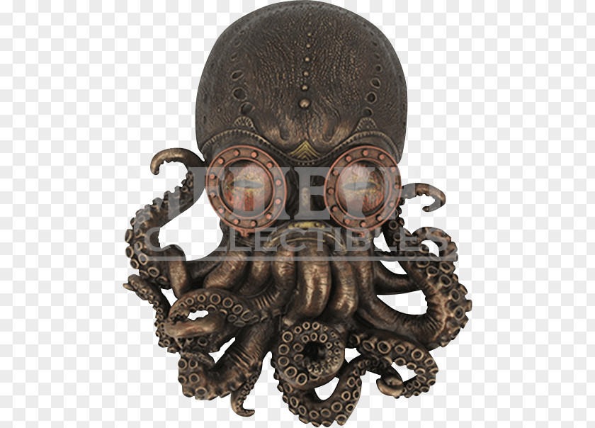 Octopus Steampunk Bronze Sculpture Statue PNG