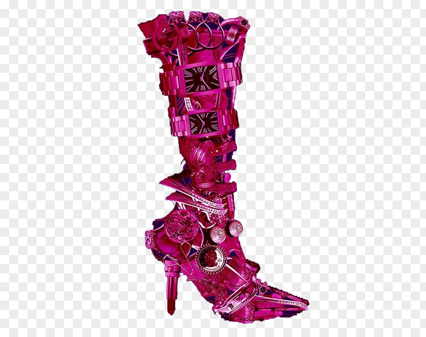 Rose Red Mechanical High Heels Boot Shoe High-heeled Footwear PNG