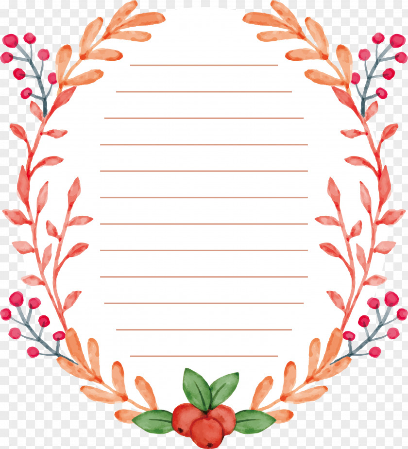 Watercolor Plant Border Stationery Floral Design Painting PNG