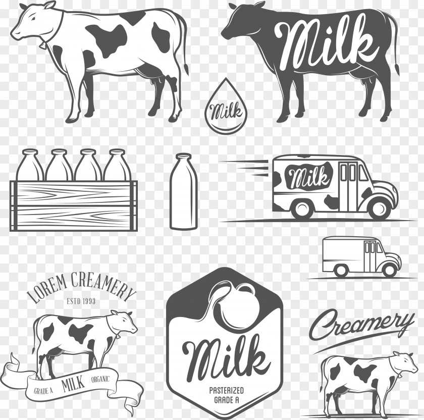 Milk Elements Holstein Friesian Cattle Livestock Illustration PNG