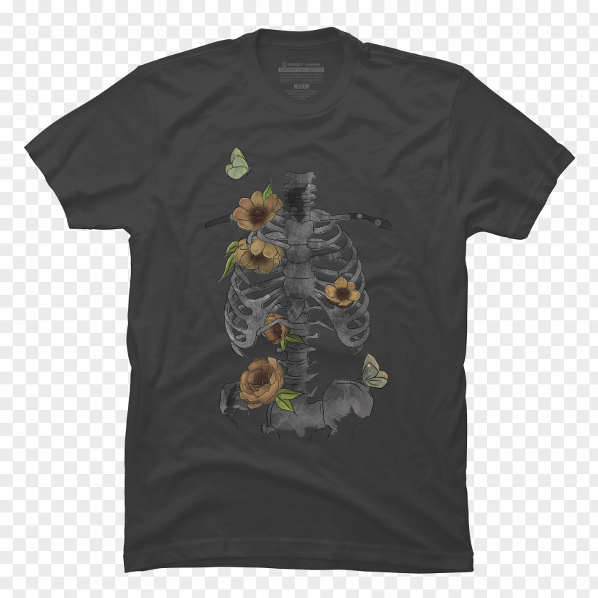 Flower Bones Printed T-shirt Sleeve Clothing PNG