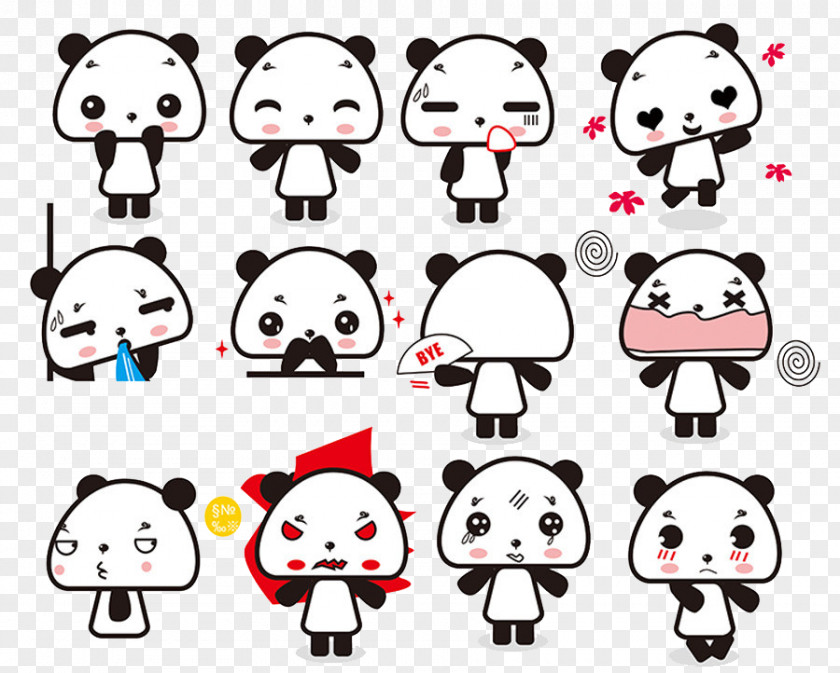 Cartoon Panda Giant Cuteness Illustration PNG