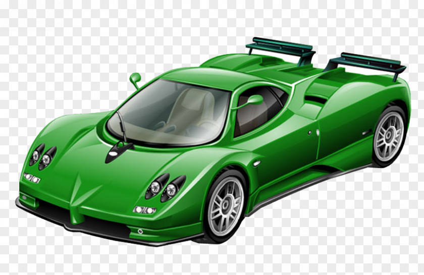 Green Sports Car Vector Pagani Zonda Enzo Ferrari Wallpaper PNG
