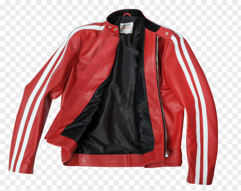 Red White Stripes Leather Jacket Sleeve PNG