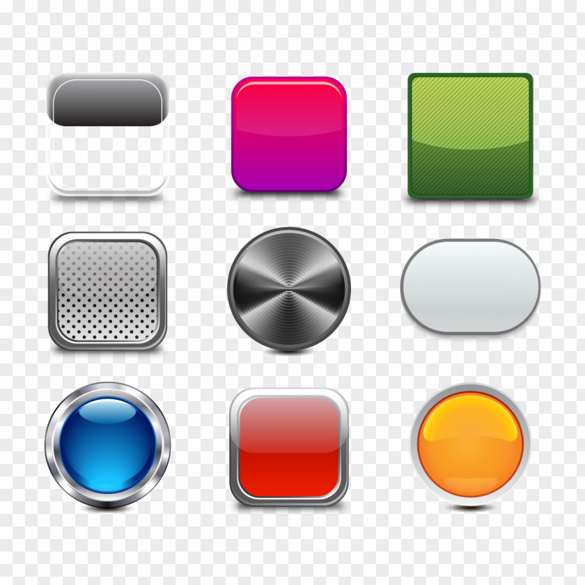 Vector Metal Button Push-button Icon PNG