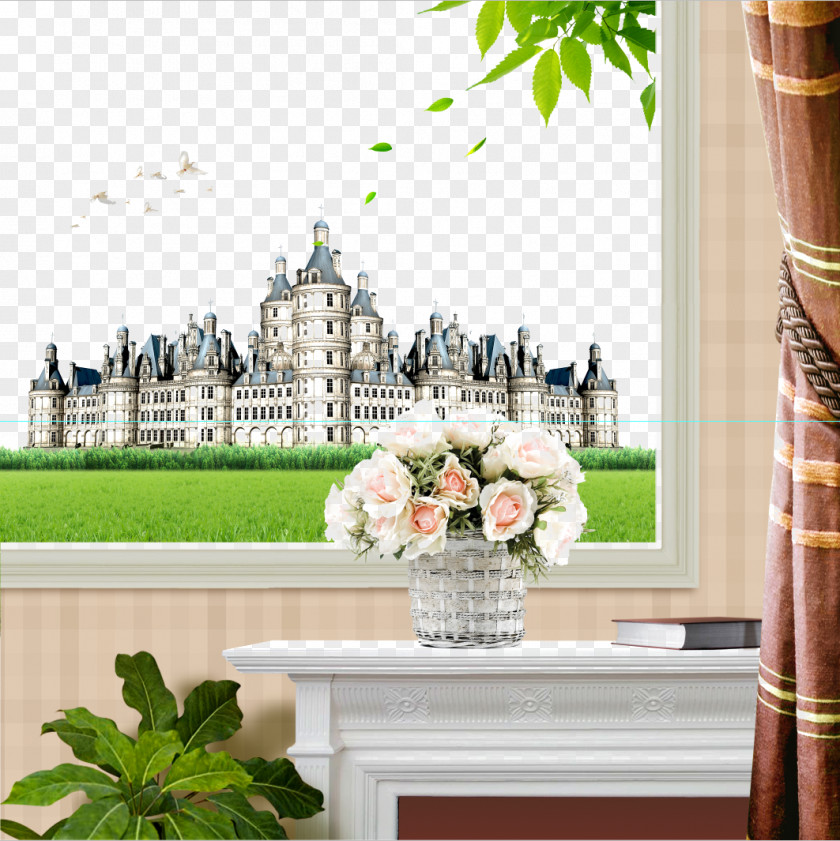 Windows In The World. Table Window Curtain PNG