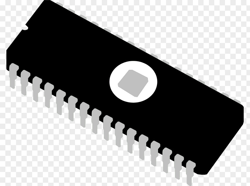 Black Chip Integrated Circuit EPROM Electronic Clip Art PNG