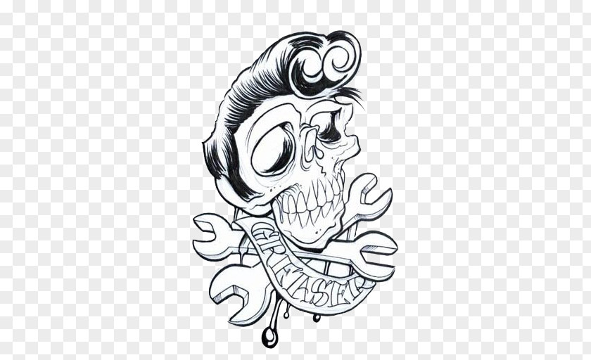 Flash Tattoo Greaser Skull Clip Art PNG