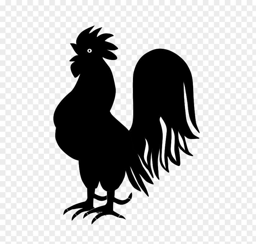 Rooster Silhouette Black And White Clip Art PNG