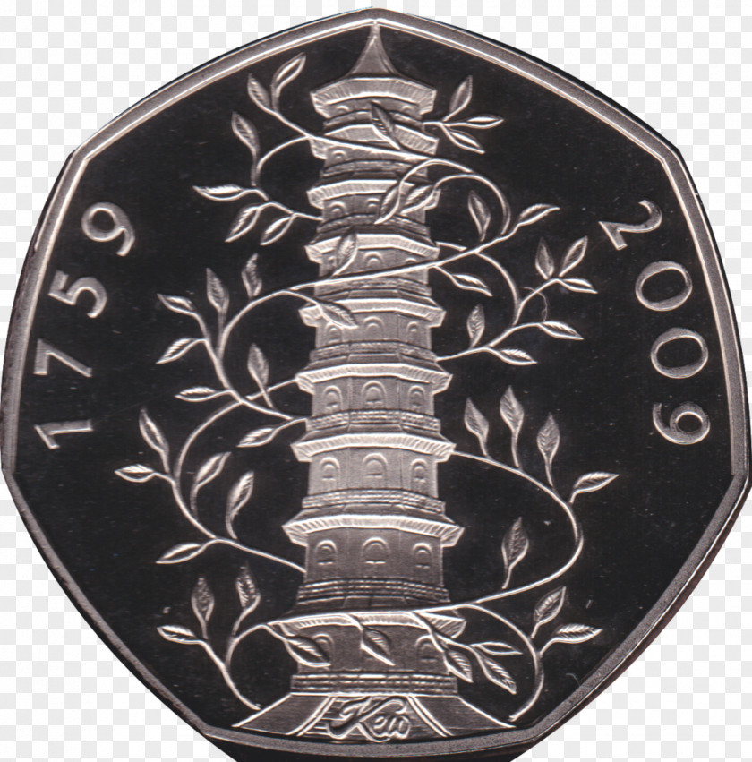 Coin Kew Gardens Fifty Pence Penny PNG