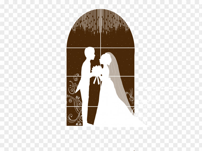 Hand Drawn Silhouette Bride And Groom Bridegroom Wedding Invitation Marriage PNG