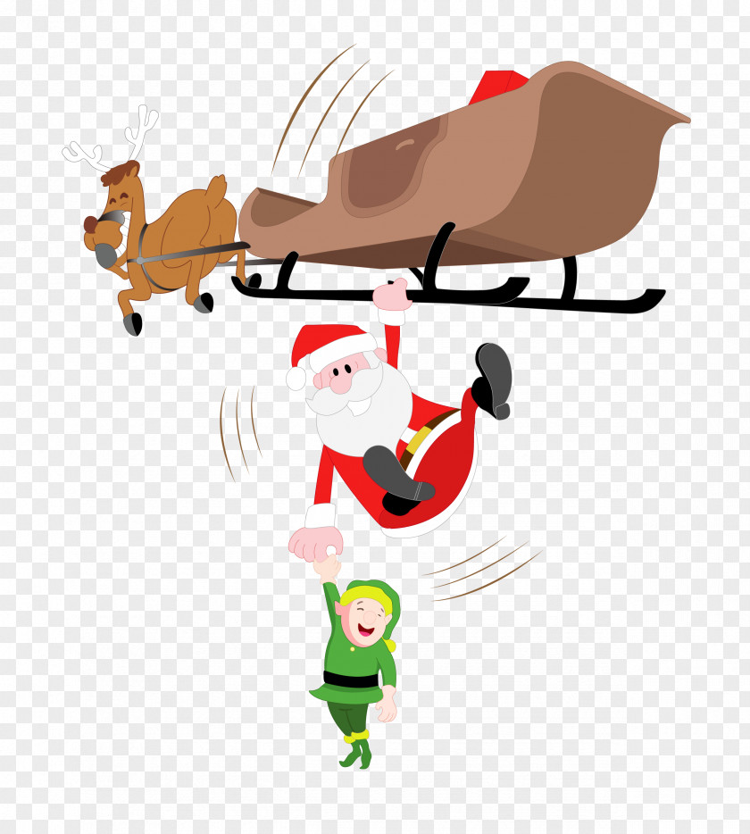Car Pulled Gifts Santa Claus Reindeer Drawing Computer File PNG