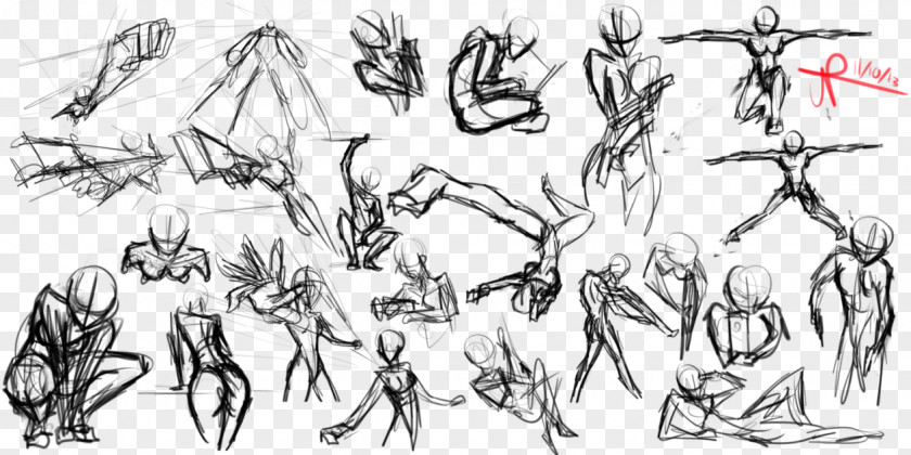 Dynamic Figure Drawing Gesture Sketch PNG