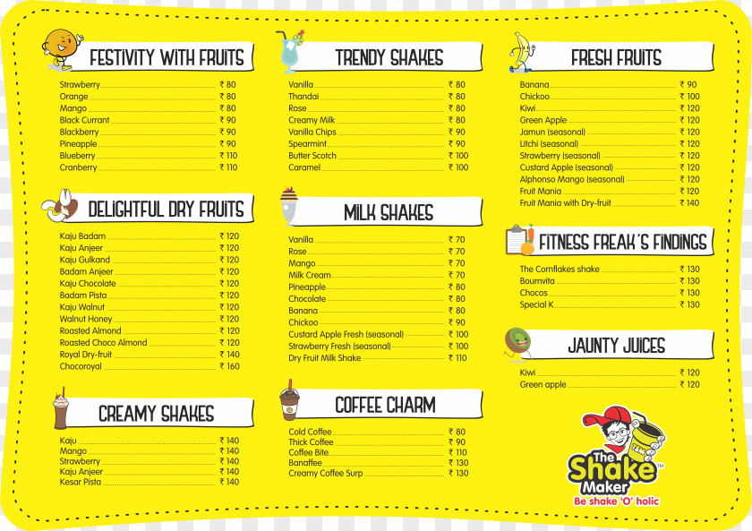 Take-out THE SHAKE MAKER, Bodakdev Menu Chimanlal Girdharlal Road PNG