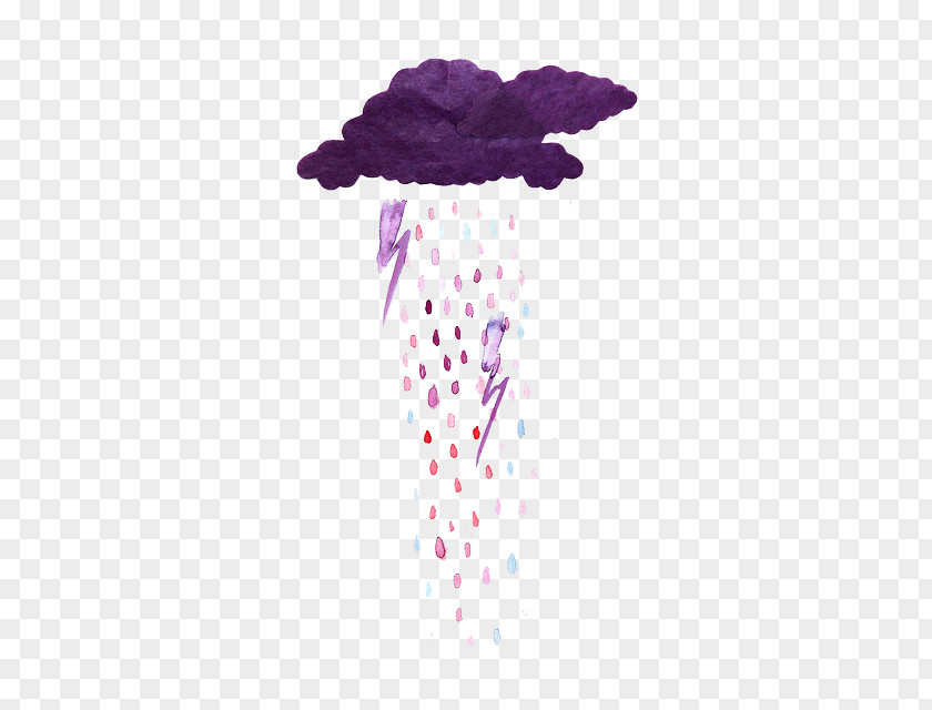 Rain Drawing Watercolor Painting Purple PNG