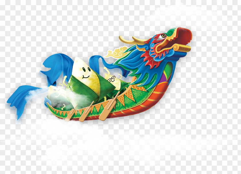Cartoon Dumplings Designated Dragon Boat Clouds In The Illustration Zongzi Festival Bateau-dragon Traditional Chinese Holidays PNG