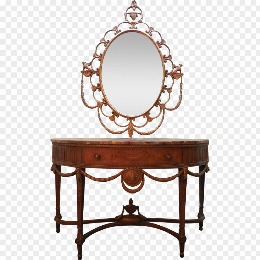Console Table Inlay Furniture Marquetry Mirror PNG