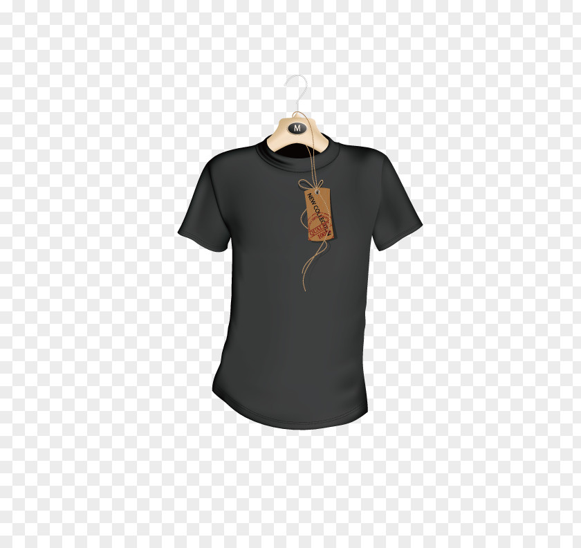 Black T-shirt With A Label Movement Clothing Designer PNG