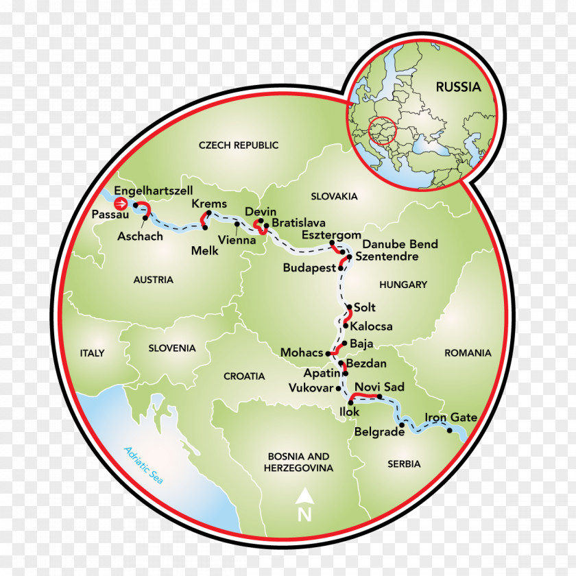 Map Danube Bend Iron Gates Esztergom Melk PNG