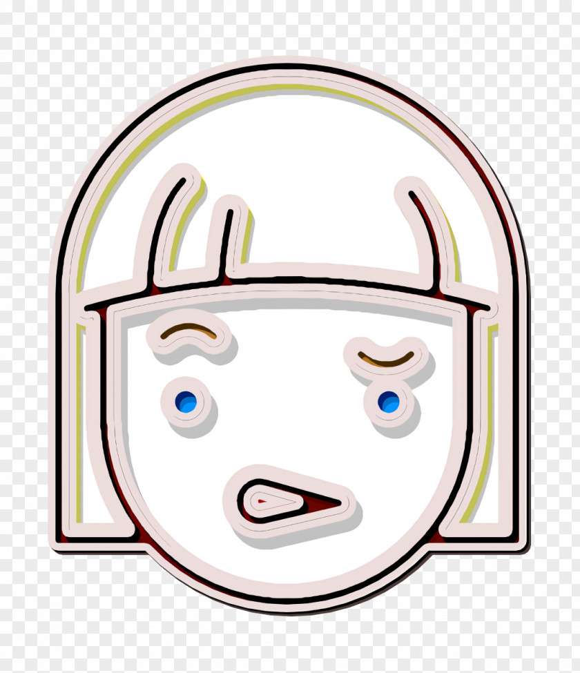 Girl Icon Linear Color Emoticons Incomprehension PNG