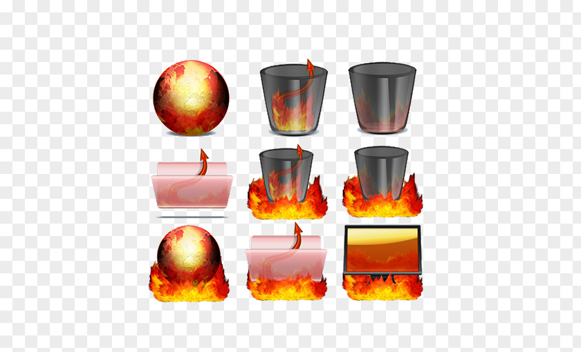 Flame Trash Waste Container Download PNG