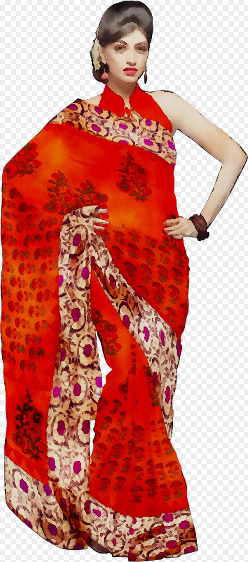 Sari Fashion Dress Maroon PNG