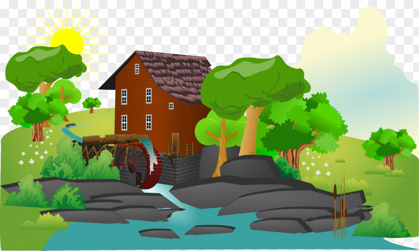 Vector Mountain Villa Rural Area Clip Art PNG