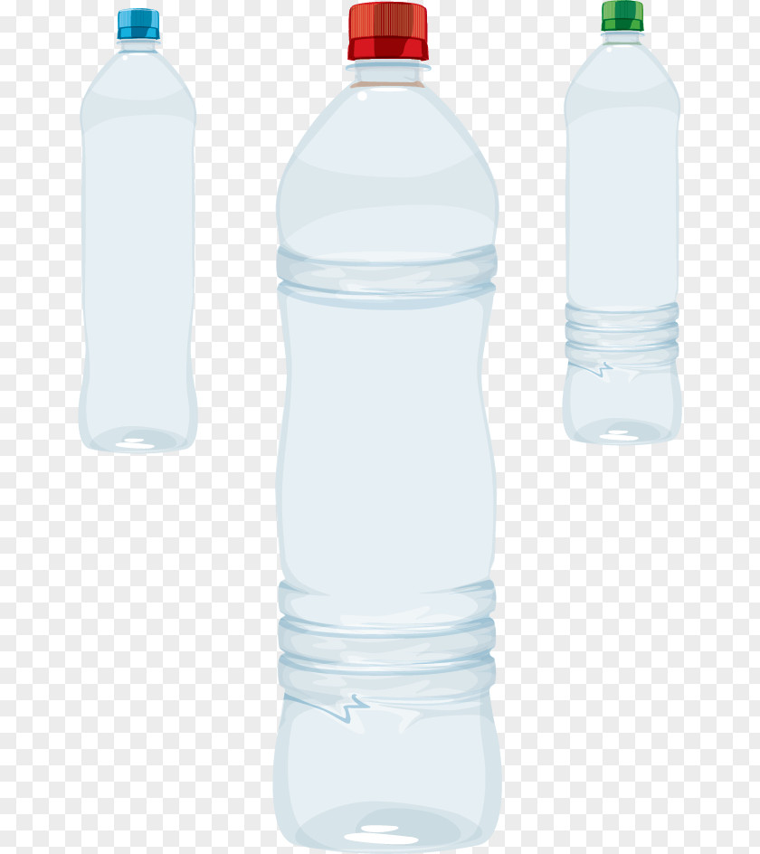 Vector Three Bottles Water Bottle Bottled Plastic Mineral PNG