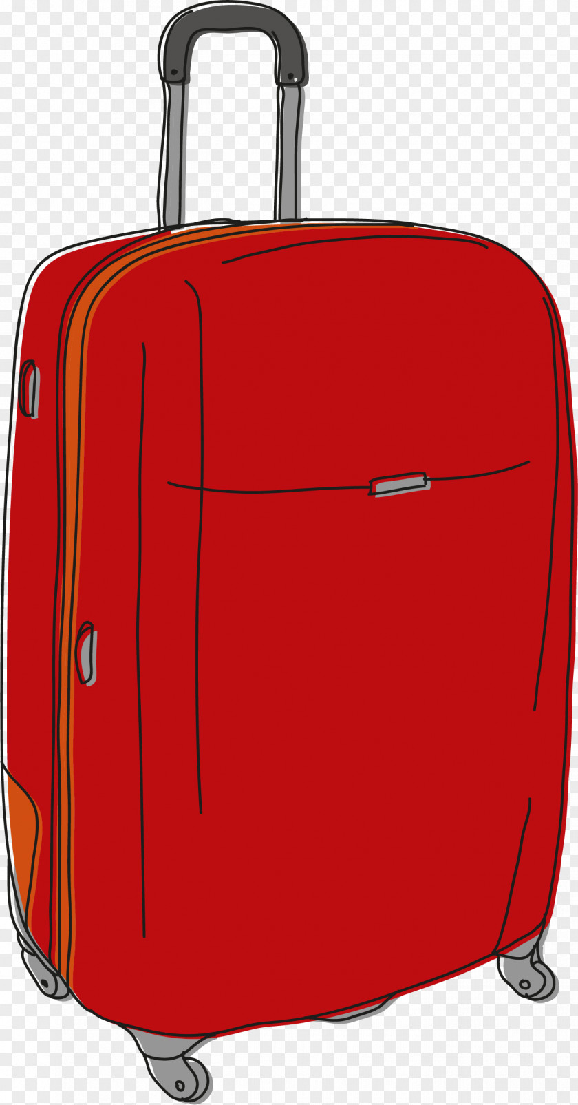 Hand Painted Red Suitcase Luggage Baggage Drawing PNG