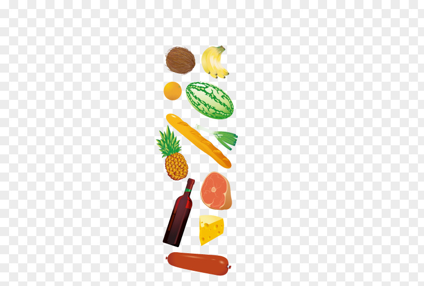 Fruit Ham Food Collection Supermarket Grocery Store Shopping Cart Illustration PNG
