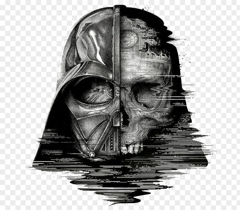 Black Hand Painted Skull Illustrator Anakin Skywalker Boba Fett Leia Organa Star Wars Miniatures PNG